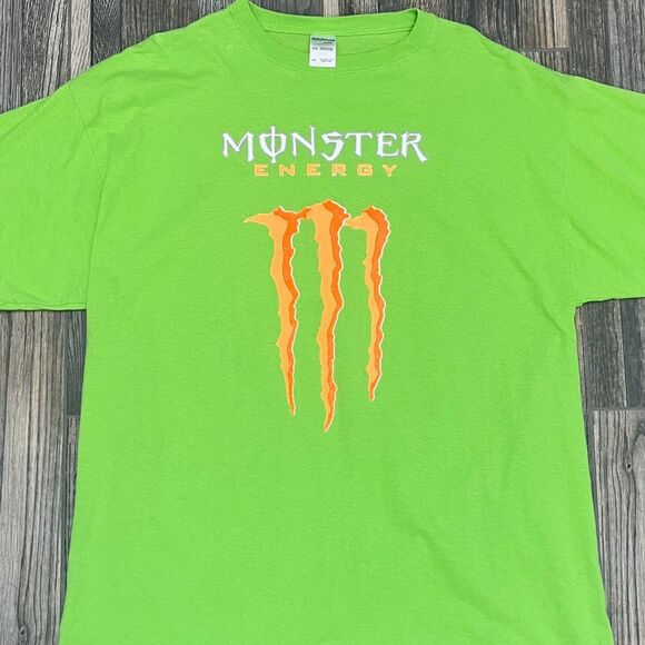🔥🔥 Y2K MONSTER ENERGY Graphic Tee - Neon Green/Neon Orange - 2XL - PERFECT - Picture 1 of 9